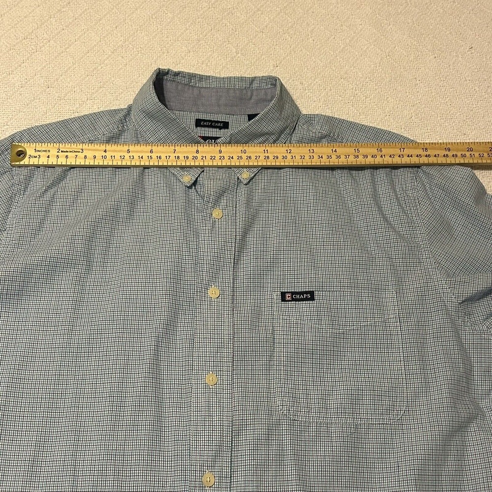 Chaps Easy Care Button-Up Shirt Men's Size L Maroon Blue Long Sleeve - Picture 9 of 16